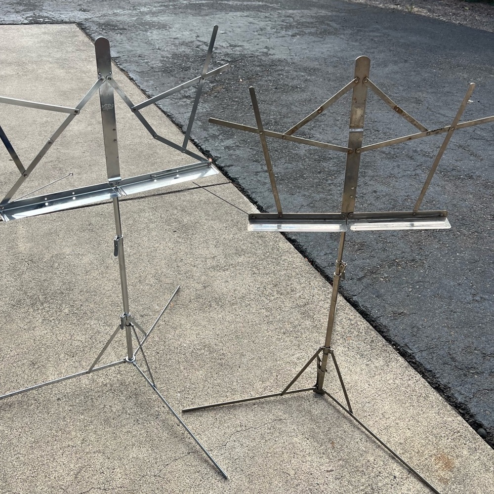 2 Vintage Metal Foldable Sheet Music Stands